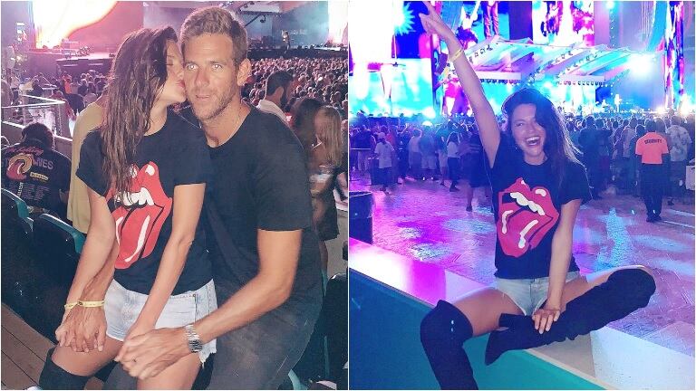 Jujuy Jiménez y Del Potro fueron al recital de Los Rolling Stones en Miami (Fotos: Instagram)
