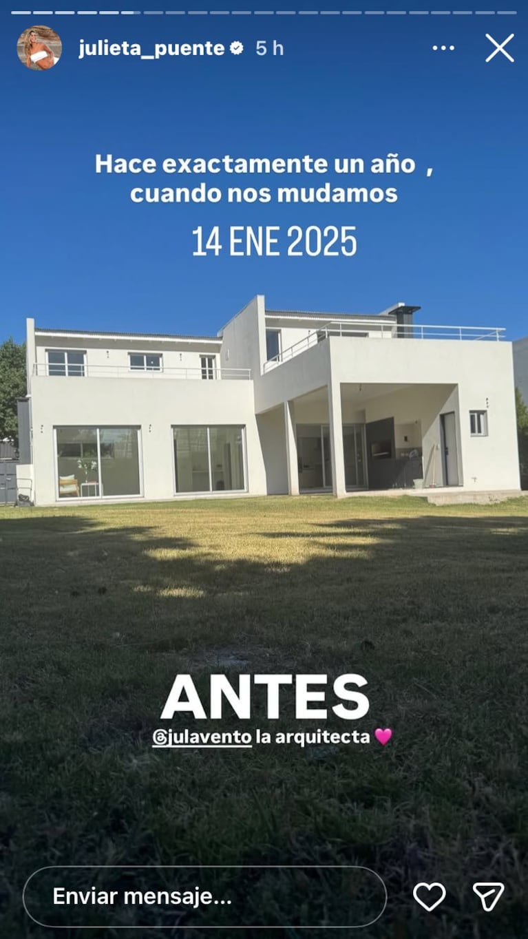 Juli Puente mostró cómo quedó su casa a un año de la mudanza (Foto: Instagram/@julieta_puente).