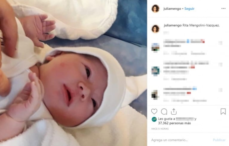 Julia Mengolini anunció la llegada de su primera hija con una tierna foto... ¡y reveló el nombre!