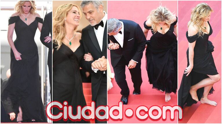 Julia Roberts recorrió la alfombra roja del Festival de Cannes descalza (Fotos: AFP)