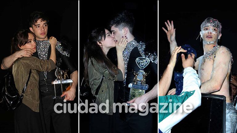 Julián Serrano, a puro mimo con Malena Narvay en el festejo por el campeonato del Bailando. (Foto: Movilpress)