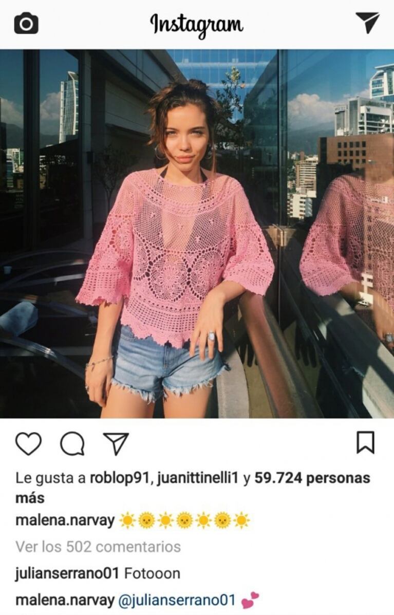 Julián Serrano y Malena Narvay, cómplices en Instagram: el comentario que le dedicó él... ¡y la elocuente reacción de ella!