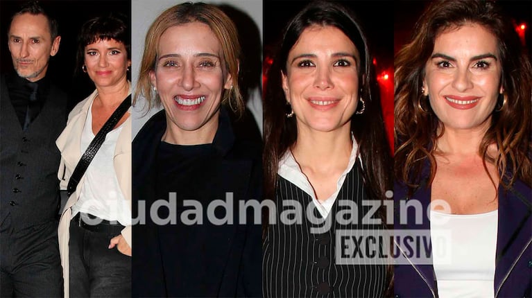 Juliana Gattas, Andrea Rincón, Nara Ferragut en el estreno de Griselda Siciliani, y Carlos Casella (Fotos: Movilpress).