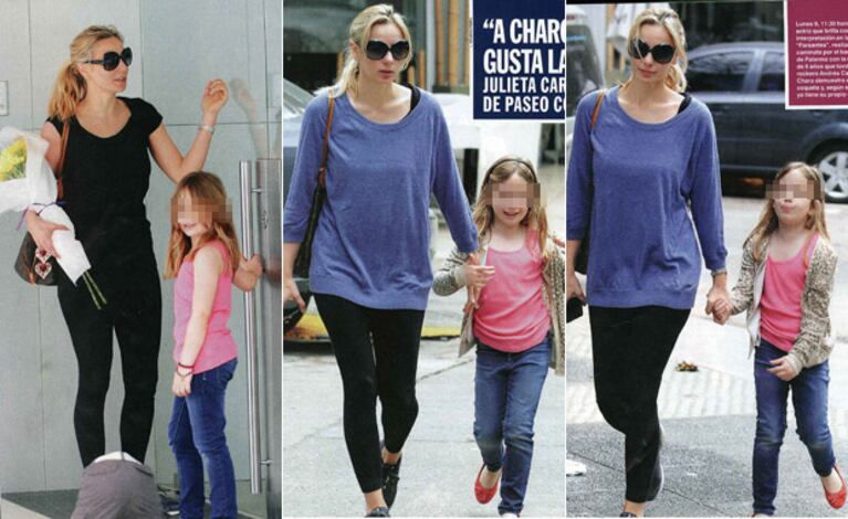 Julieta Cardinali y su hija Charo Calamaro. (Fotos: revista Caras)