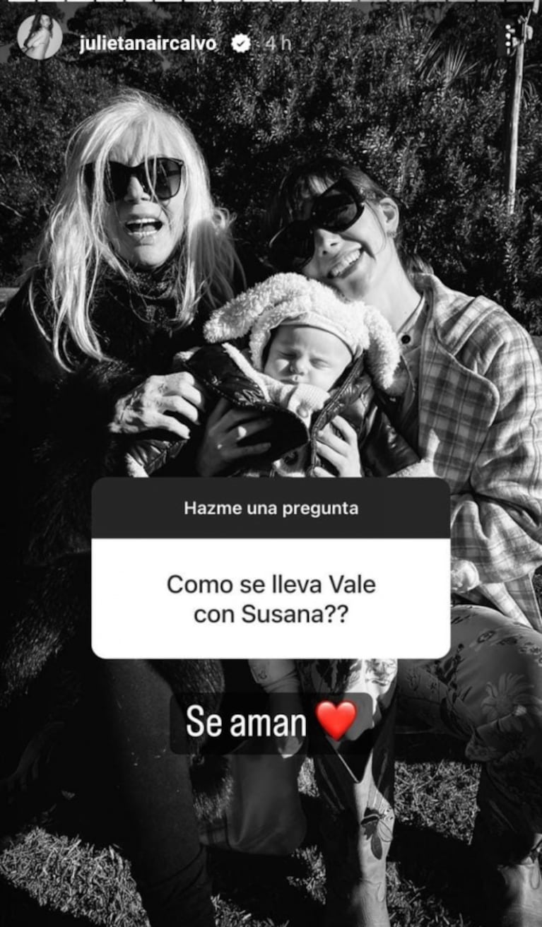 Julieta Nair Calvo contó cómo se lleva su bebé Valentino con Susana Giménez
