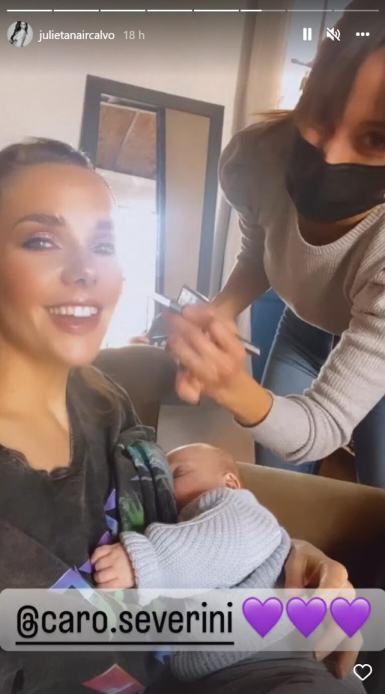 Julieta Nair Calvo llevó a su bebé a la maquilladora