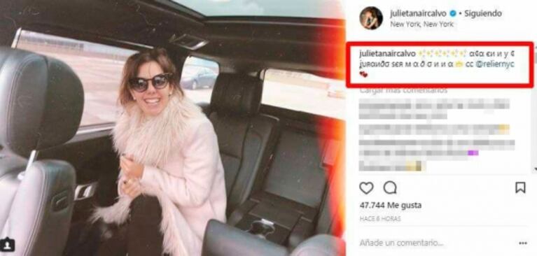 Julieta Nair Calvo, ¿muy cerca de un joven empresario en Nueva York?: tiernos guiños 2.0 ¡y foto delatora!