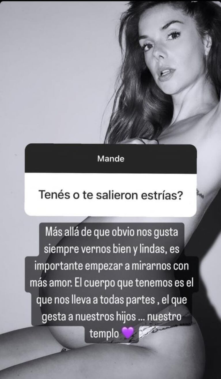 Julieta Nair Calvo reflexionó sobre su cuerpo tras el nacimiento de su hijo Valentino