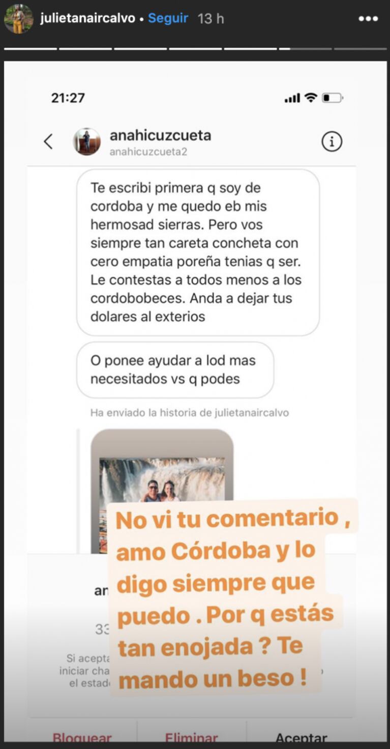 Julieta Nair Calvo se cruzó con una seguidora que la trató de 'concheta careta': "¿Por qué estás tan enojada?"