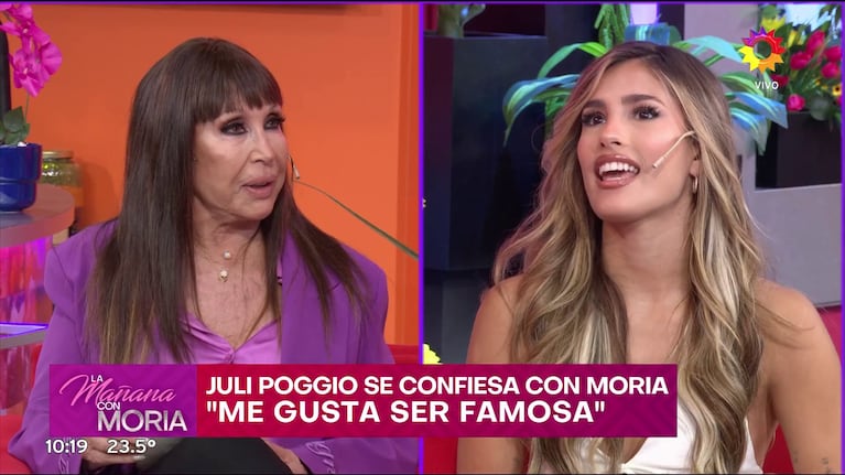 Julieta Poggio con Moria Casán en La Mañana con Moria (Foto: captura de eltrece).