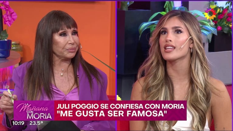 Julieta Poggio con Moria Casán en La Mañana con Moria (Foto: captura de eltrece).