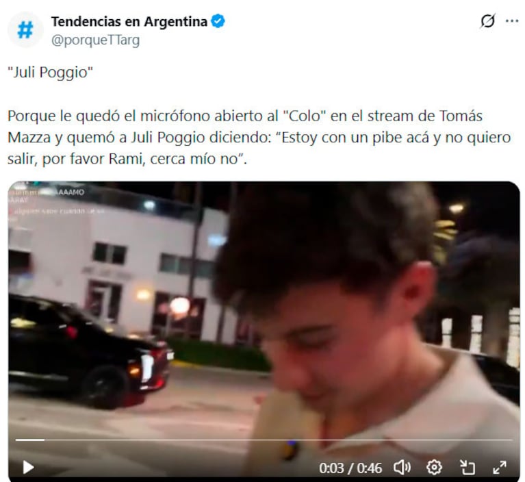 Julieta Poggio fue grabada por error hablando de su nuevo affaire en plena calle (captura de X)
