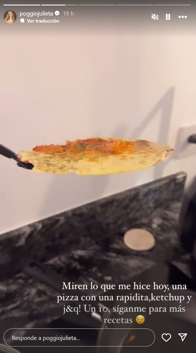 Julieta Poggio hizo una insólita pizza y compartió orgullosa la receta