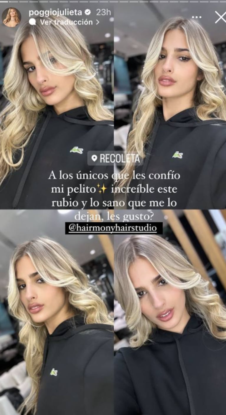 Julieta Poggio impactó con un radical cambio del look que quería hace tiempo: "Por fin, rubia"