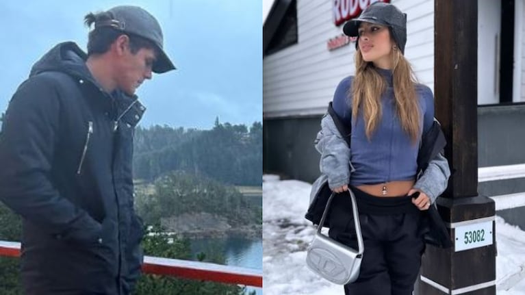 Julieta Poggio y Marcos Ginocchio viajaron a Bariloche y estallaron los rumores de romance entre ellos (Fotos: Capturas de Instagram Stories)