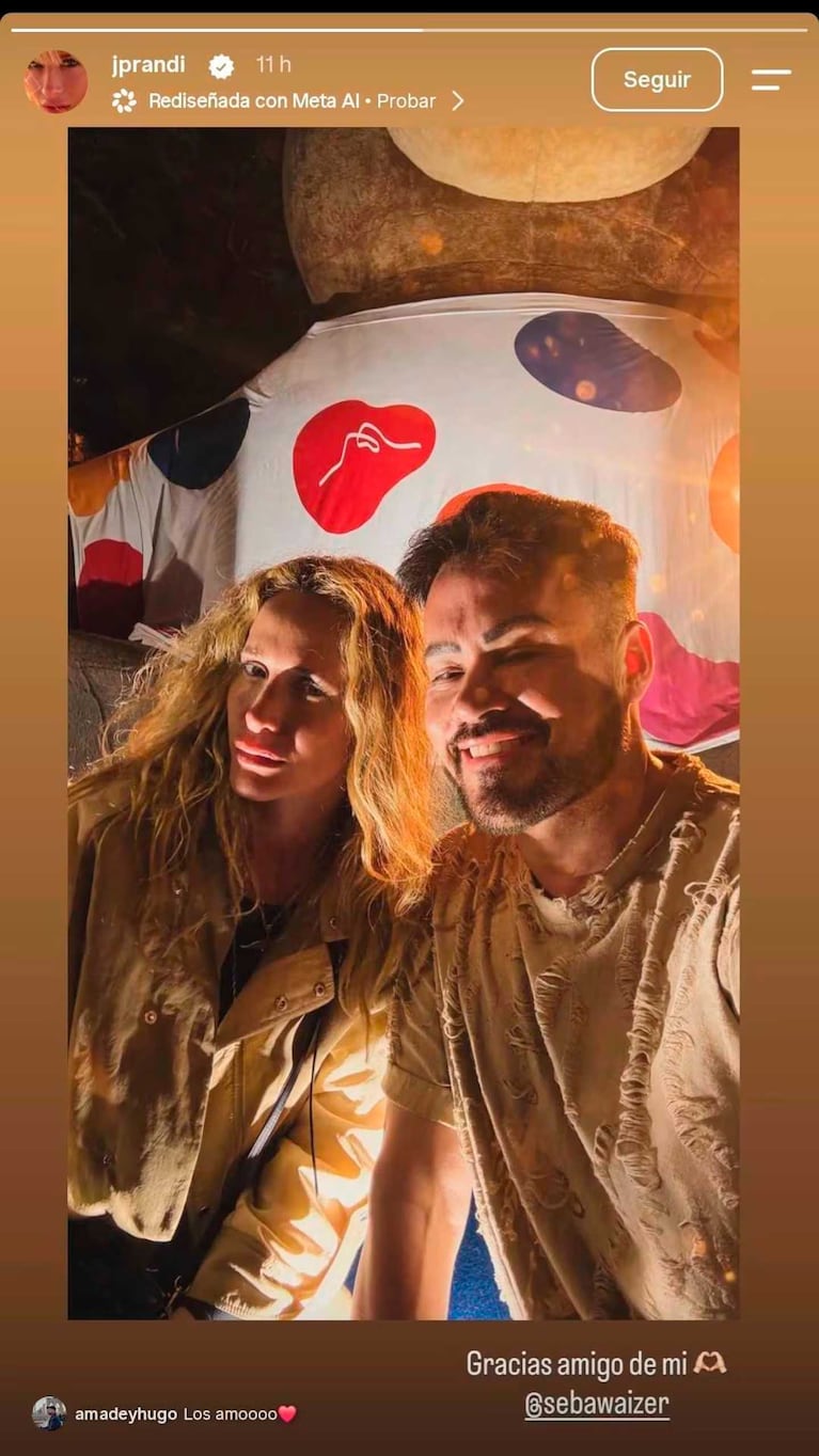 Julieta Prandi con su amigo Sebastián (Foto: Instagram @jprandi)