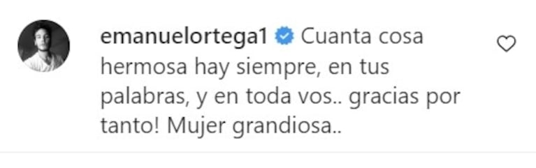 Julieta Prandi le dedicó un apasionado posteo a Emanuel Ortega por su cumple: "Mi gran compañero"