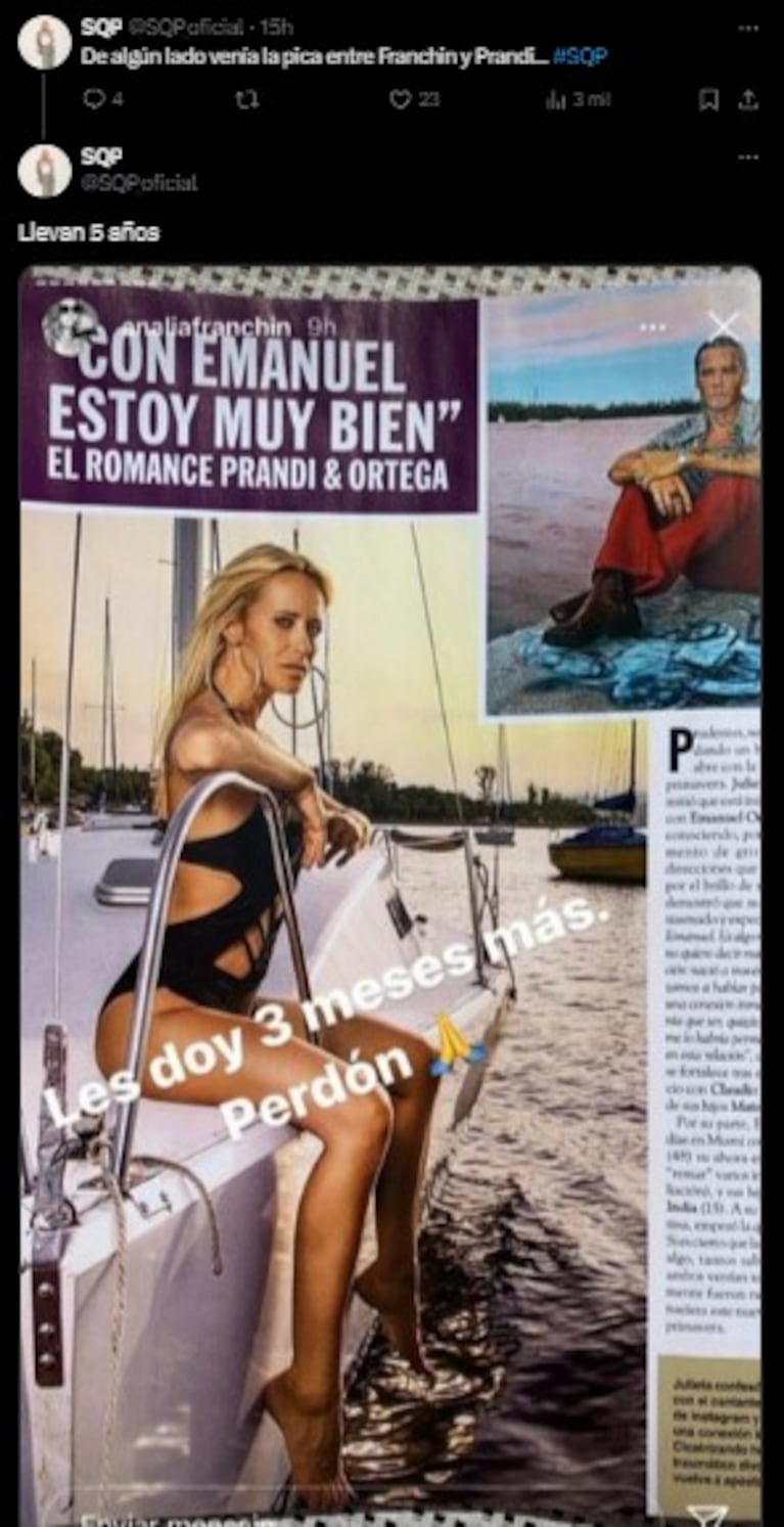 Julieta Prandi y Analía Franchín: la historia de una enemistad de años | Créditos: X @SQP