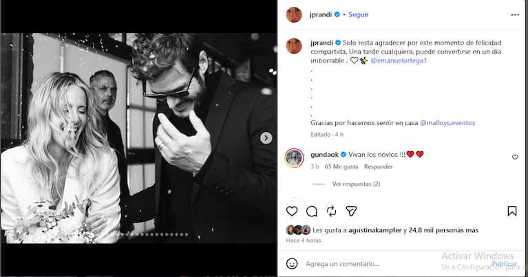 Julieta Prandi y Emanuel Ortega se casaron por civil.