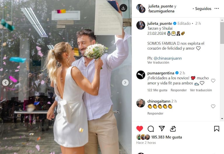 Julieta Puente se casó (Foto: captura de Instagram).