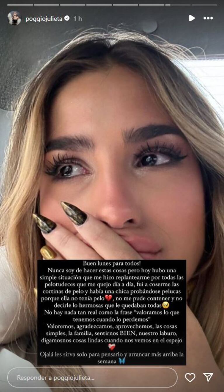 Julieta se conmovió hasta las lágrimas con la historia de una chica.