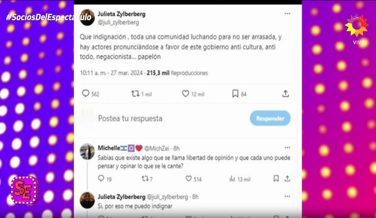 Julieta Zylberberg criticó a Guillermo Francella.