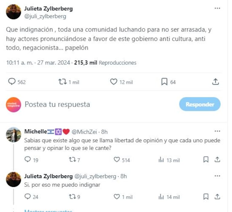 Julieta Zylberberg explotó contra Guillermo Francella en las redes sociales (Foto: Twitter)