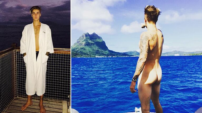 Justin Bieber hizo estallar Instagram… con su colita desnuda. (Foto: Instagram)