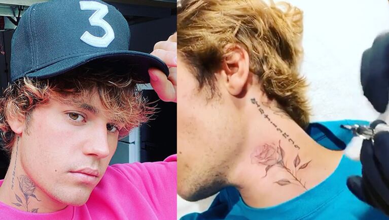 Justin se tatuó un tatuaje en el cuello.