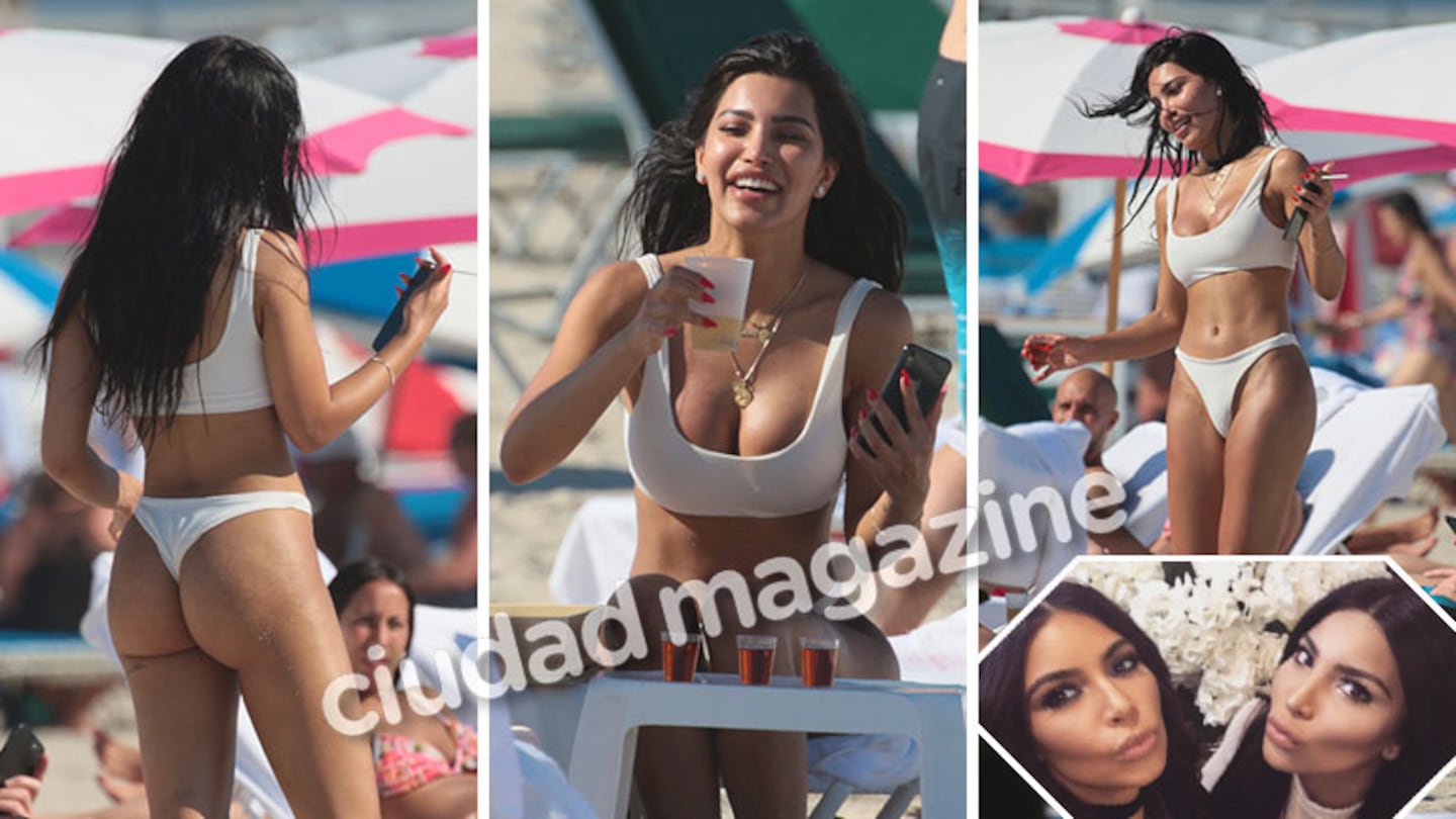 Kamilla Osman, la sosias de Kim Kardashian, diosa en Miami. Foto: Grosby Group.