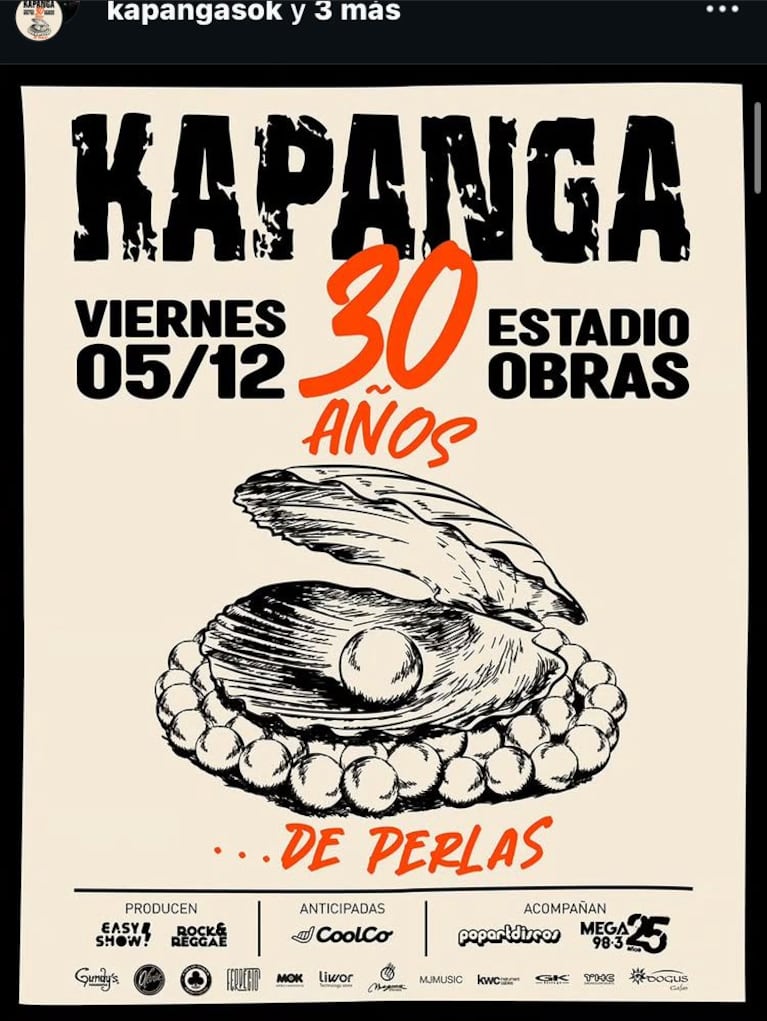 Kapanga celebra los 30 años (Foto: Instagram/@kapangasok).