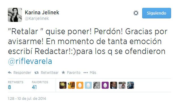 Karina Jelinek elogió el trabajo del Rifle Varela pero no evitó el furcio (Fotos: Captura). 