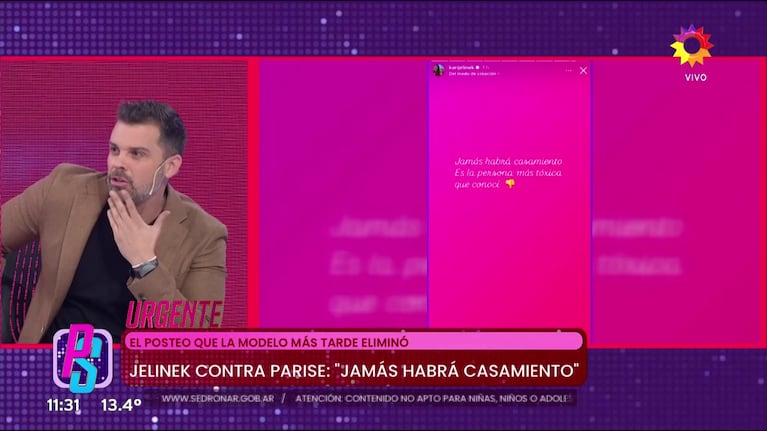 Karina Jelinek en redes sociales (Foto: captura de eltrece).