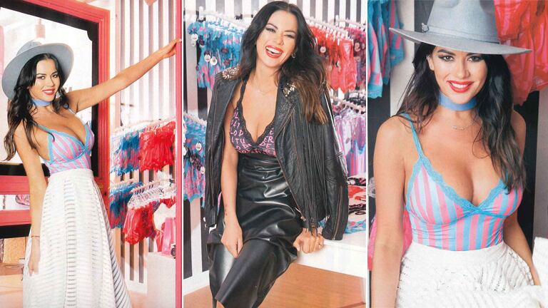  Karina Jelinek, una diosa al frente de su local de ropa (Foto: revista Gente)