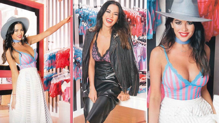  Karina Jelinek, una diosa al frente de su local de ropa (Foto: revista Gente)