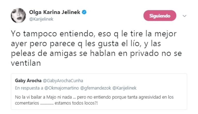 Karina Jelinek y un fuerte cruce con Majo Martino... ¡por un hombre!: "Yo también choqué con la persona que te mintió y te dijo que lo obligué a que me bese"