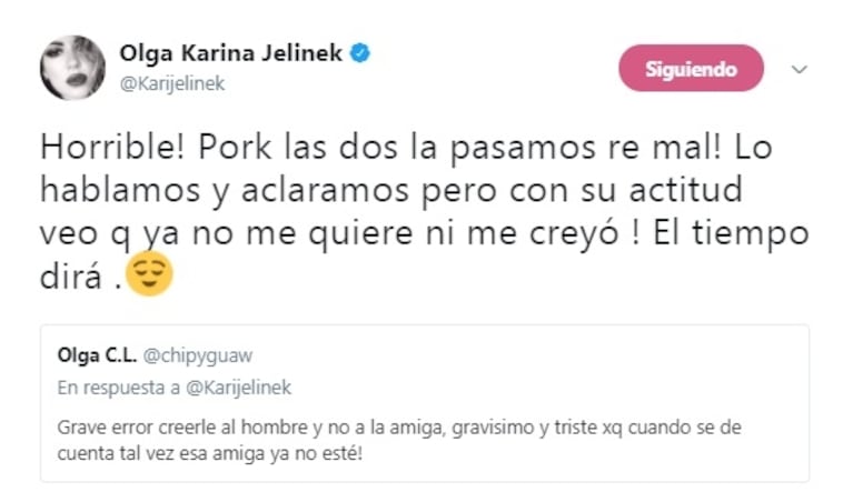 Karina Jelinek y un fuerte cruce con Majo Martino... ¡por un hombre!: "Yo también choqué con la persona que te mintió y te dijo que lo obligué a que me bese"