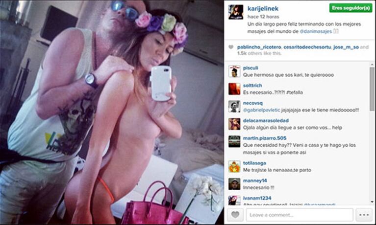 Karina Jelinek y una selfie que hizo estallar las redes sociales. (Foto: Instagram)