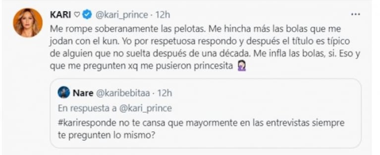 Karina La Princesita está harta de que le pregunten por el Kun Agüero y aclaró sin filtros: "Me rompe soberanamente"