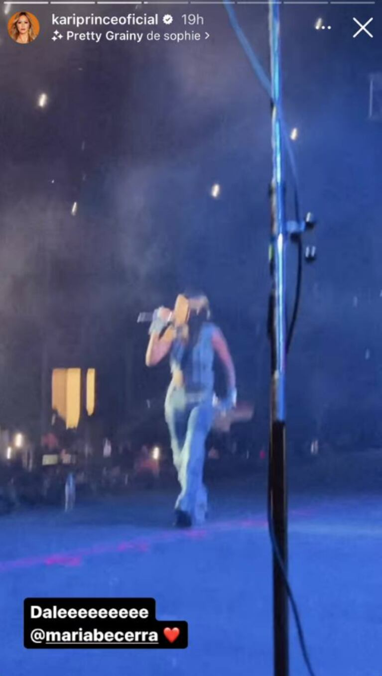 Karina La Princesita fue a ver a María Becerra y la cantante le agradeció mediante un emotivo posteo tras su show