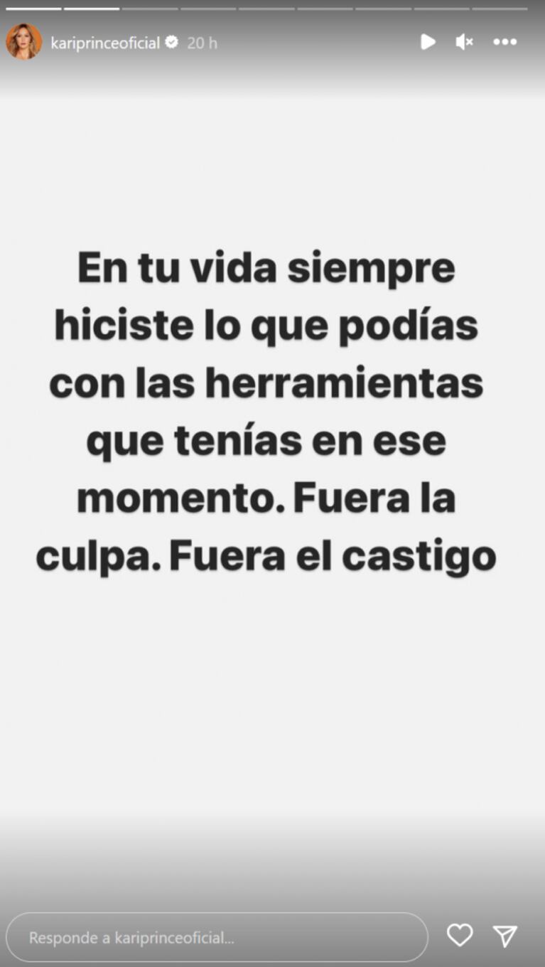 Karina La Princesita sorprendió con un conmovedor descargo desde sus vacaciones: "Fuera culpa y castigo"