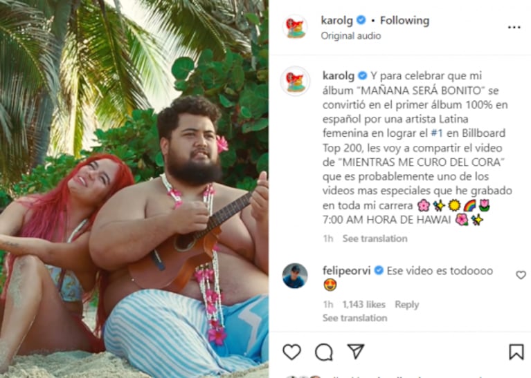 Karol G estrenó el video oficial de Mientras me curo del cora