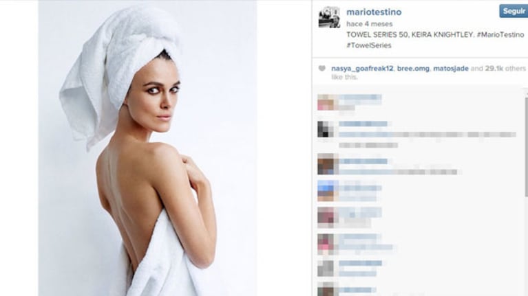 Keira Knightley, una de las estrellas que se animó a posar en toalla (Foto: Instagram).