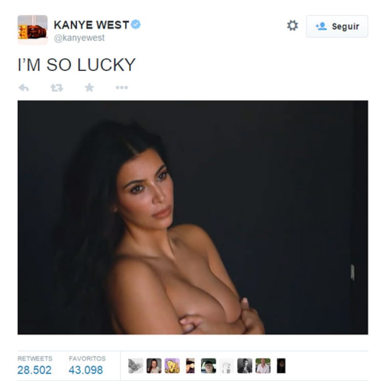 Kim Kardashian, desnuda en el Twitter de su marido (Fotos: Web). 
