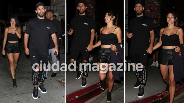 Kun Agüero, de la mano de una bella morocha en Los Ángeles (Foto: Grosby Group)