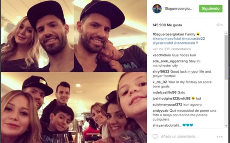 Kun Agüero y una elocuente foto, tras el escándalo twittero de Gianinna con su hermana y la Princesita: "Family"