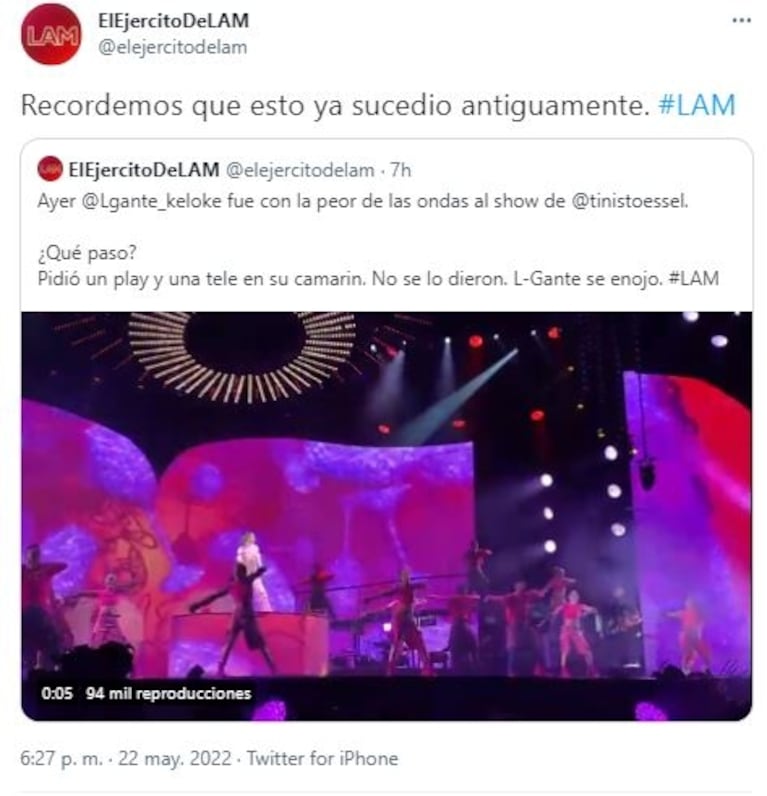 L-Gante desconcertó a Tini Stoessel con su actitud en pleno show: "La dejó sola"