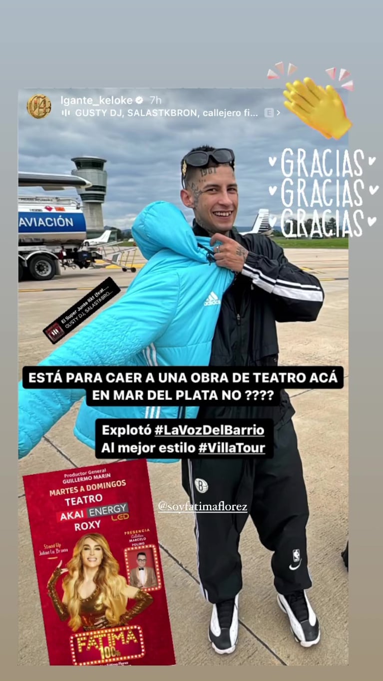 L-Gante en su despedida de Mar del Plata (Foto: Instagram @lgantekeloke)