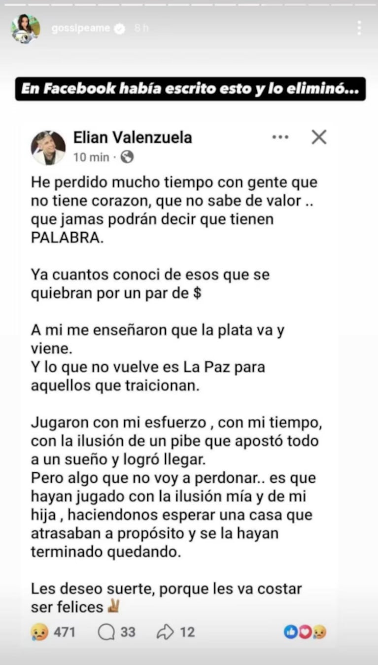 L-Gante estalló porque le prometieron una casa y nunca se la entregaron: “Jugaron con mi esfuerzo” | Créditos: Instagram @gossipeame