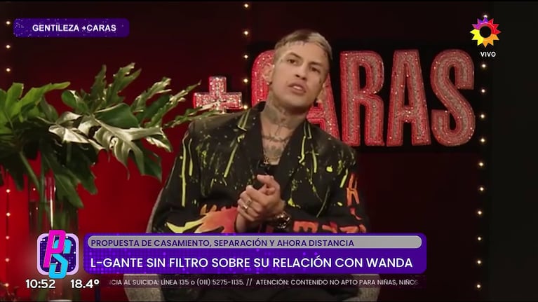 L-Gante habló con Héctor Maugeri de la propuesta de casamiento que Wanda Nara le hizo y la desenmascaró (Foto: captura de eltrece)